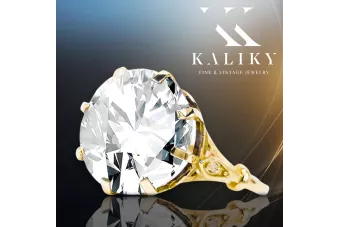 Anillo Circón Oro amarillo de 14 quilates Estilo vintage vrc073y